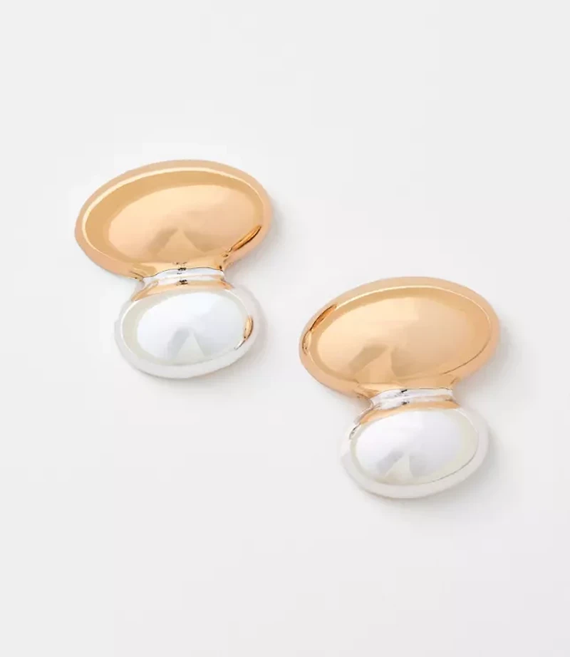 Oval Mixed Metal Drop Earrings