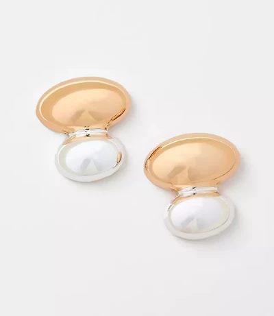 Oval Mixed Metal Drop Earrings