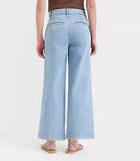 Petite Palmer Denim Wide Leg Crop Pants Refined Blue Wash