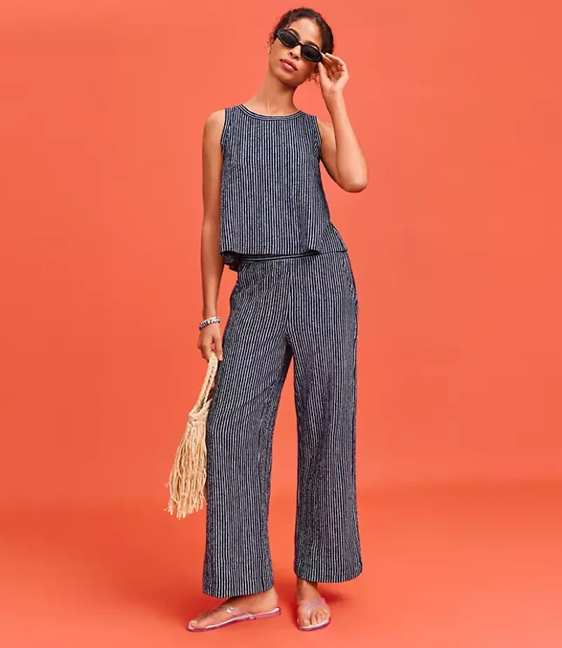 Lou & Grey Striped Wide Leg Crop Pants