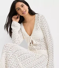 Petite LOFT Beach Pointelle Keyhole Sweater Maxi Swimsuit Coverup