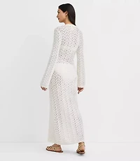 Petite LOFT Beach Pointelle Keyhole Sweater Maxi Swimsuit Coverup
