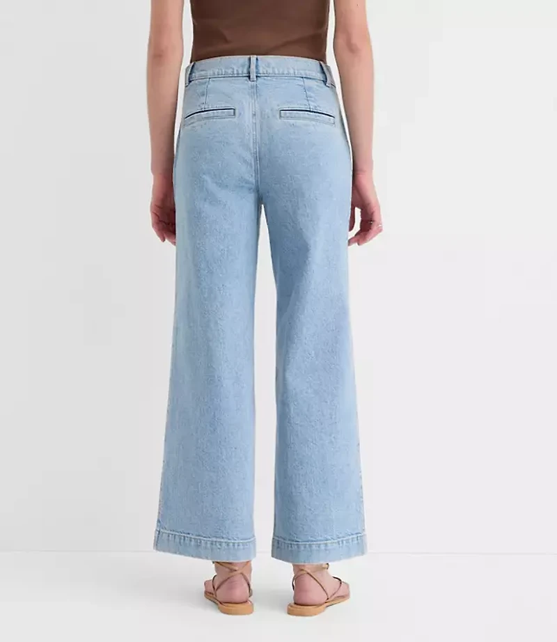 Curvy Palmer Denim Wide Leg Crop Pants Refined Blue Wash