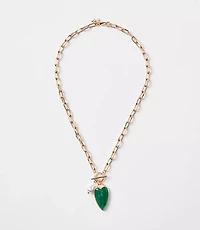 Pearlized Heart Toggle Necklace