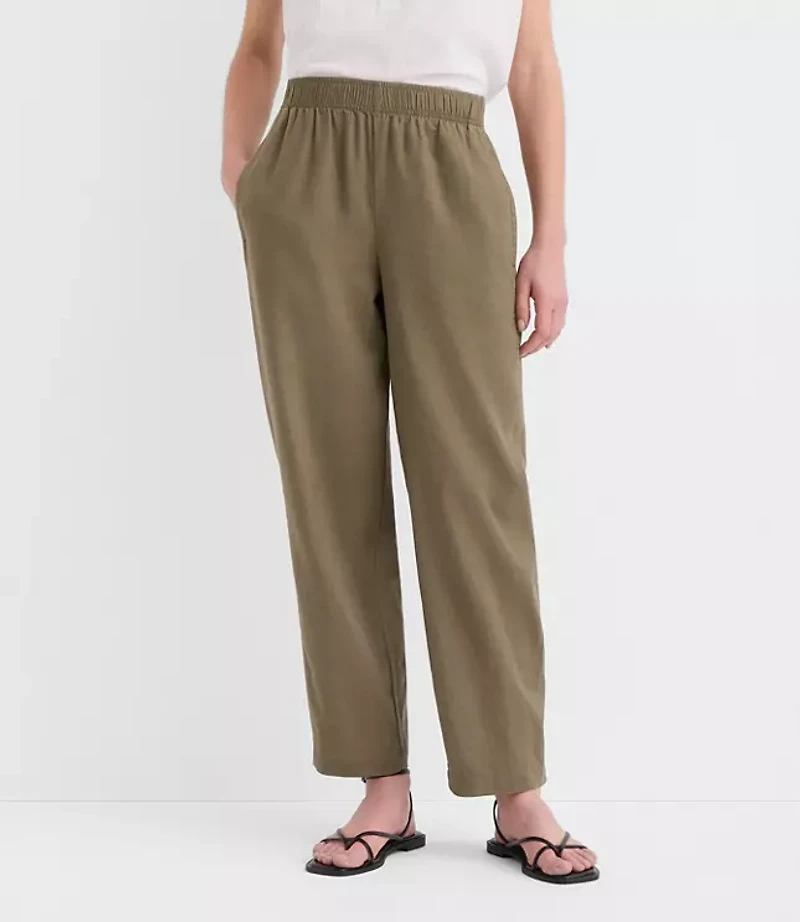 Petite Pull On Barrel Pants Linen Cotton