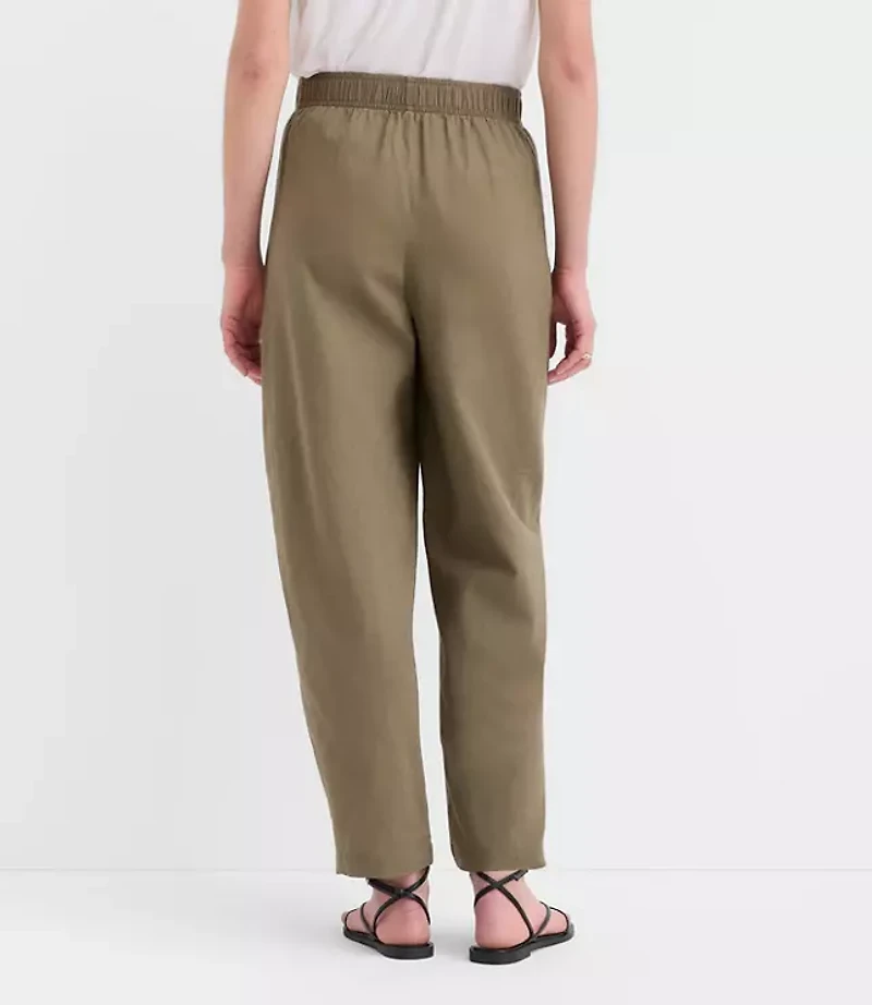 Petite Pull On Barrel Pants Linen Cotton