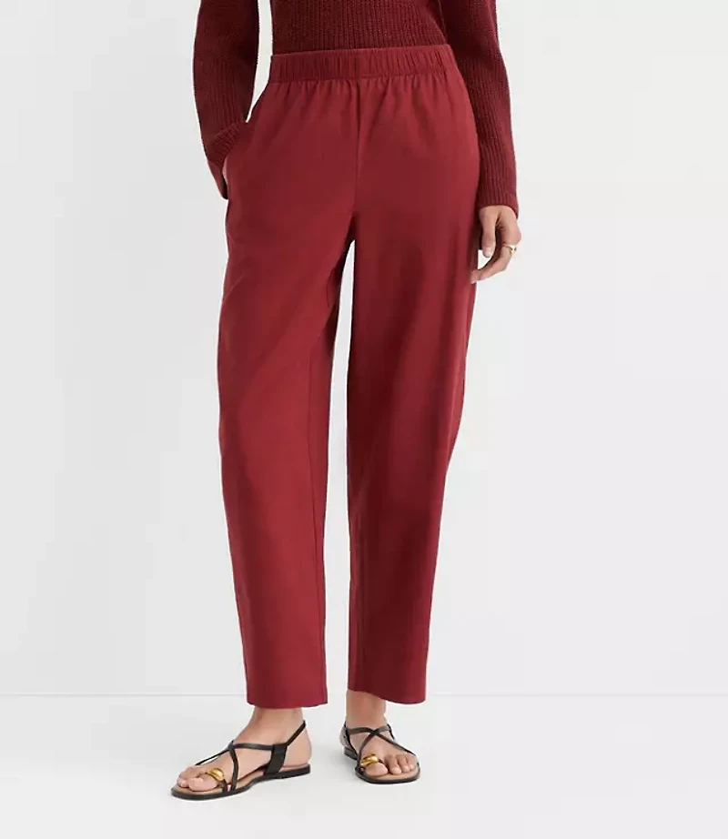 Petite Pull On Barrel Pants Linen Cotton