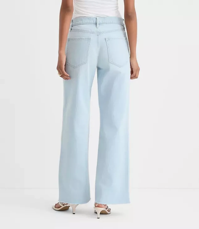 Rivete Tall Fresh Cut Mid Rise Wide Leg Jeans Wave Wash