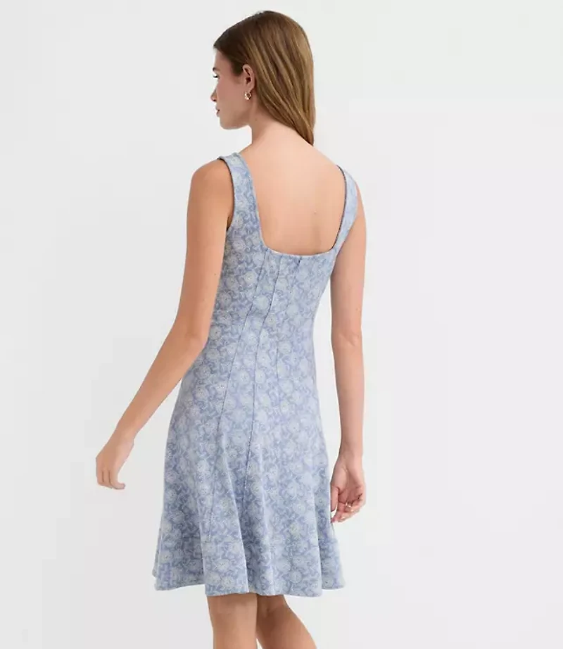Petite Floral Ponte Seamed Mini Dress