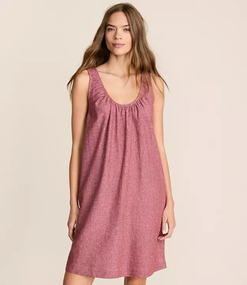 Lou & Grey Linen Cotton Scoop Neck Mini Pocket Dress