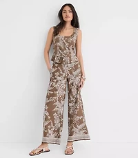 Floral Toile Linen Cotton Peplum Top