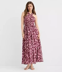 Hibiscus Smocked Maxi Halter Dress