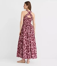 Hibiscus Smocked Maxi Halter Dress