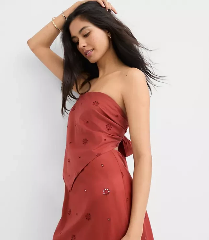 LOFT Beach Eyelet Tie Back Bandeau Top