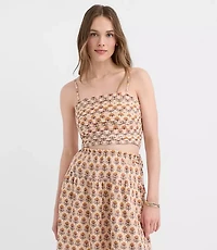 LOFT Beach Garden Ruched Linen Cotton Top