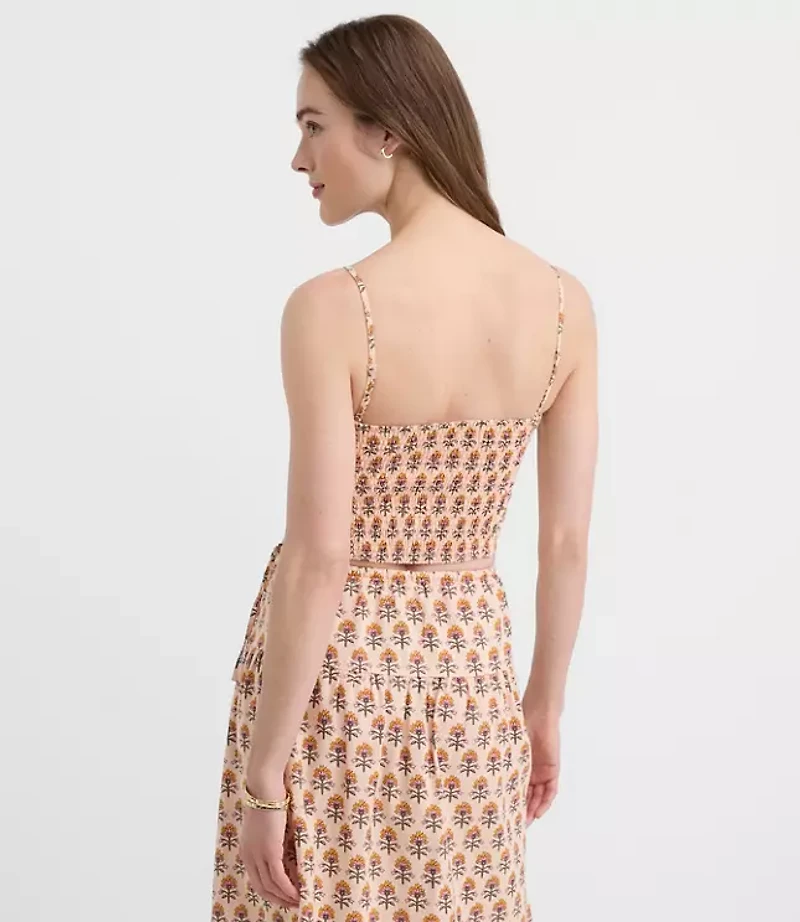 LOFT Beach Garden Ruched Linen Cotton Top