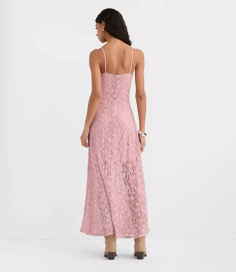 Petite Lace Strappy Scoop Neck Midi Dress