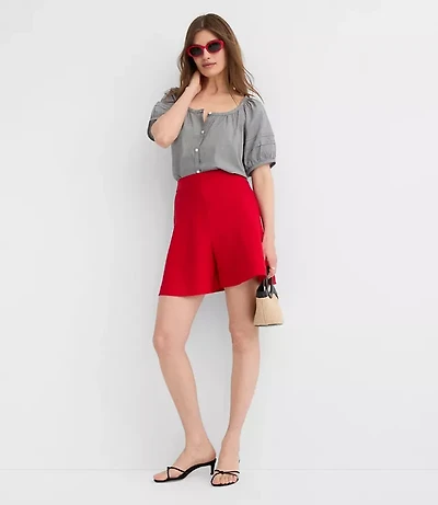 Petite Side Zip Shorts Linen Blend