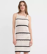 Petite LOFT Beach Striped Pointelle Sweater Mini Swimsuit Coverup