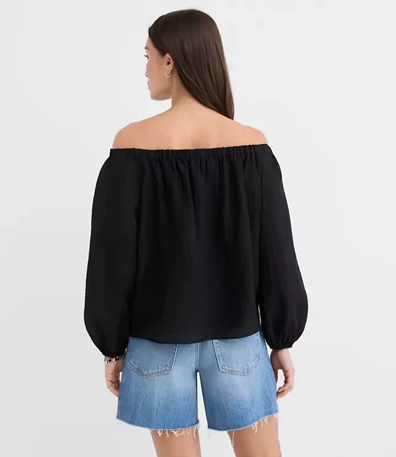 Petite Textured Off The Shoulder Blouse