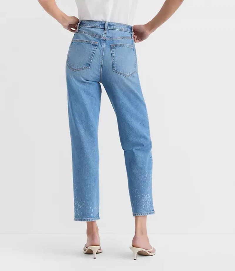 Rivete Curvy High Rise Straight Jeans Bleach Out Wash