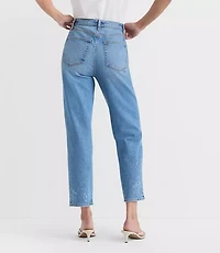 Rivete Curvy High Rise Straight Jeans Bleach Out Wash