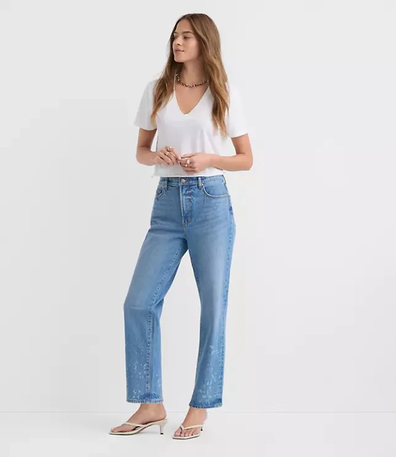 Rivete Tall High Rise Straight Jeans Bleach Out Wash