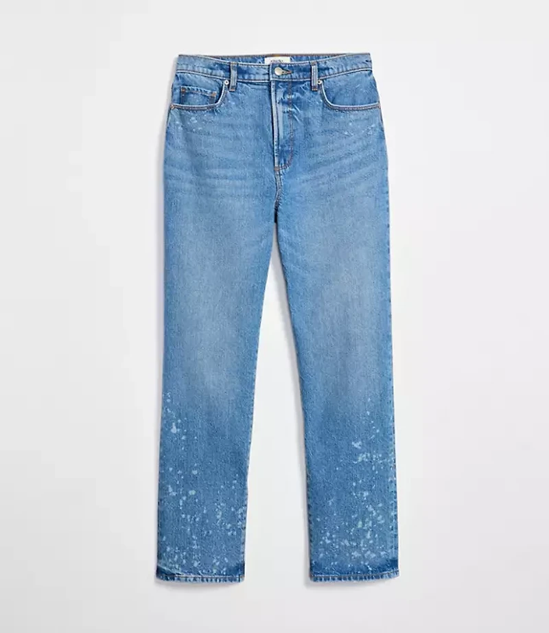 Rivete Tall Curvy High Rise Straight Jeans Bleach Out Wash