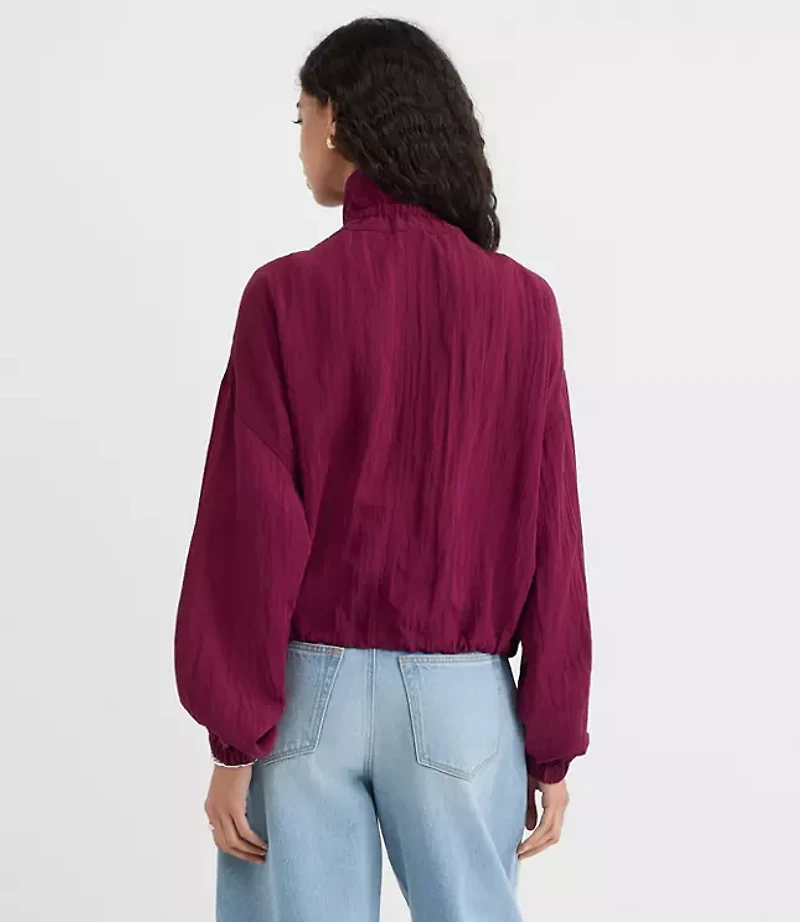 Ruffle Collar Bomber Jacket