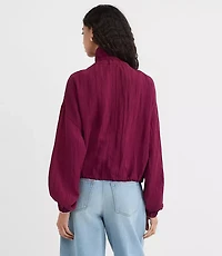 Ruffle Collar Bomber Jacket