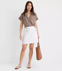 Floral Split Neck Mixed Media Top