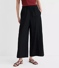 Petite Breezy Wide Leg Crop Pants Linen Cotton