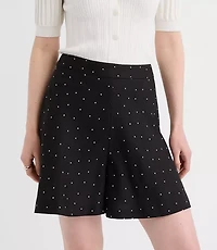 Petite Side Zip Shorts Dotted Linen Blend