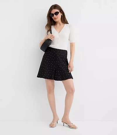 Petite Side Zip Shorts Dotted Linen Blend