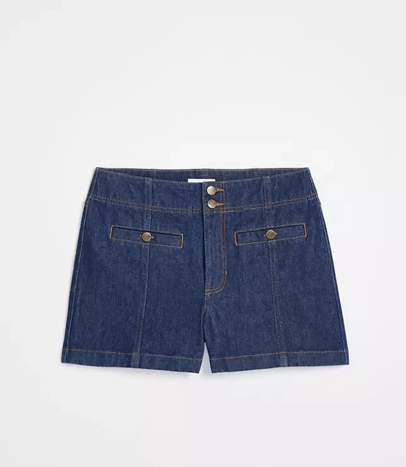 Rivete Double Shank High Rise Denim Shorts Nova Wash