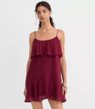 Petite Strappy Ruffle Mini Dress