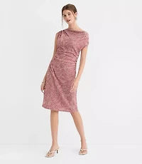 Petite Hibiscus Stitchy Asymmetrical Ruched Mini Dress
