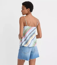 Striped Linen Cotton Square Neck Cami