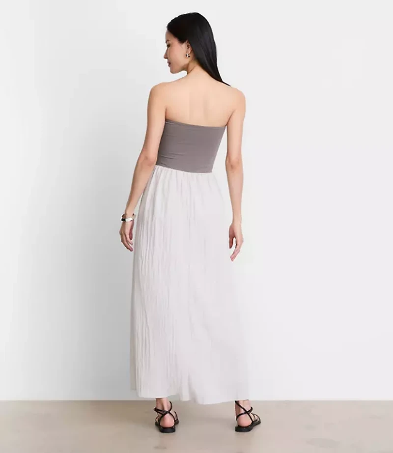 Petite LOFT Versa Strapless Mixed Media Maxi Dress