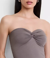 Petite LOFT Versa Strapless Mixed Media Maxi Dress