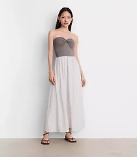 Petite LOFT Versa Strapless Mixed Media Maxi Dress
