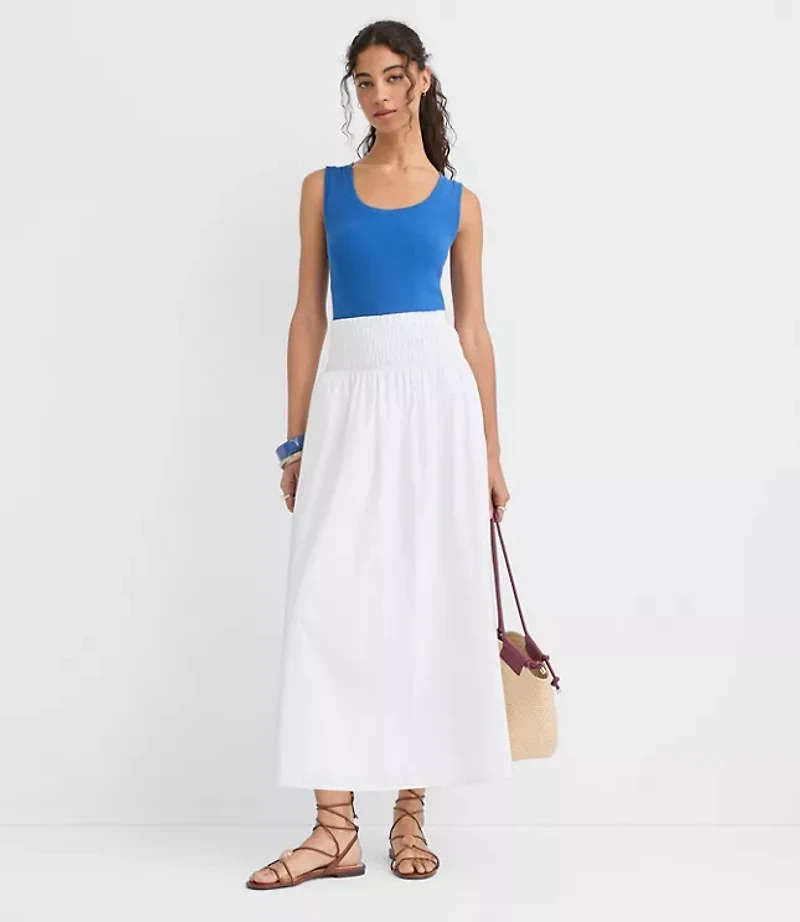 Petite Poplin Smocked Maxi Skirt