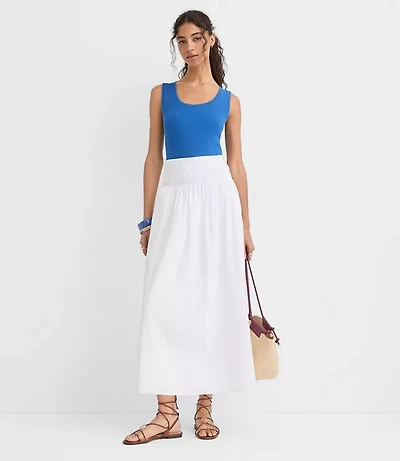 Petite Poplin Smocked Maxi Skirt