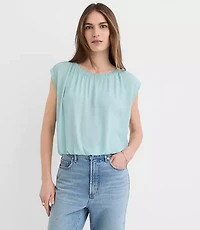 Petite Bubble Hem Mixed Media Top