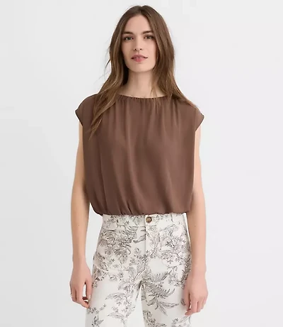 Bubble Hem Mixed Media Top