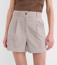 Pleated Shorts Striped Seersucker