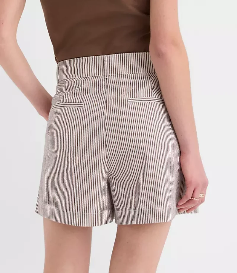 Pleated Shorts Striped Seersucker