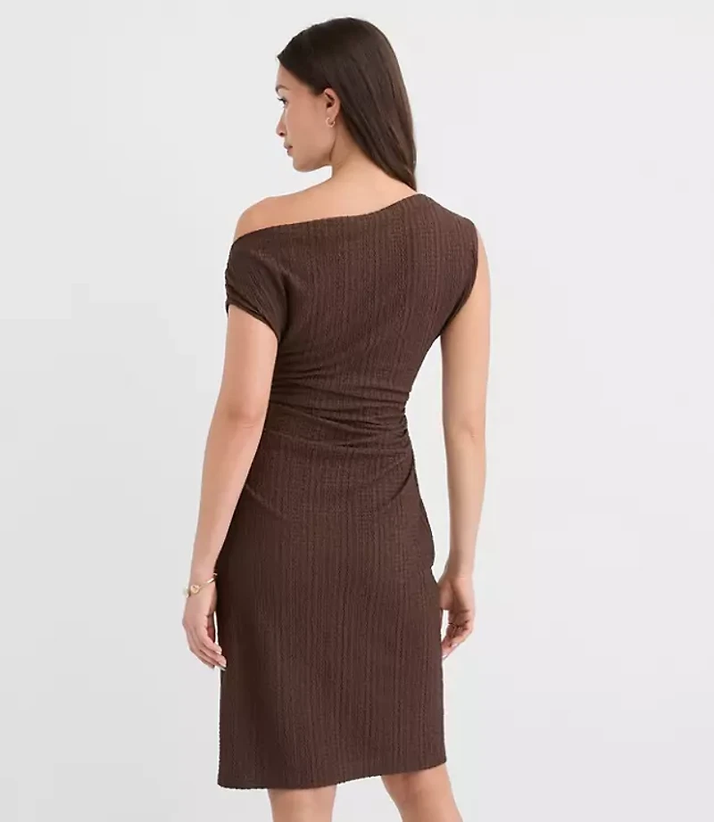Petite Stitchy Asymmetrical Ruched Mini Dress