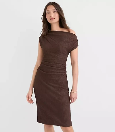 Petite Stitchy Asymmetrical Ruched Mini Dress