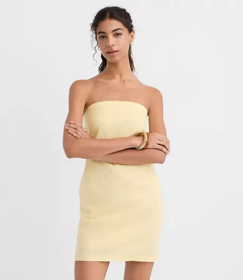 LOFT Beach Linen Cotton Strapless Mini Dress